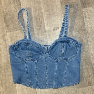 No Boundaries Blue Denim Crop Top